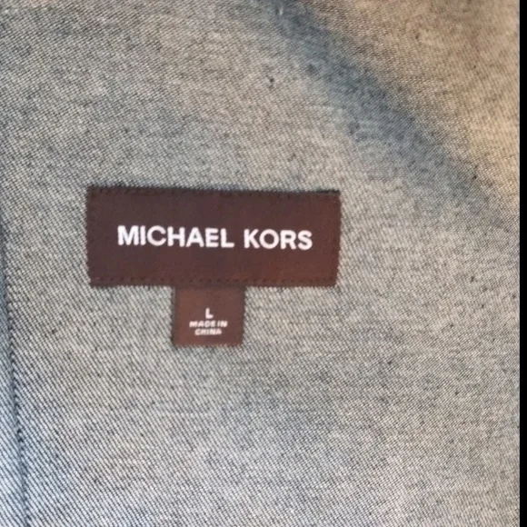 Michael Kors Metallic Gray JacketWhite Sherpa Removable Collar.Size L
